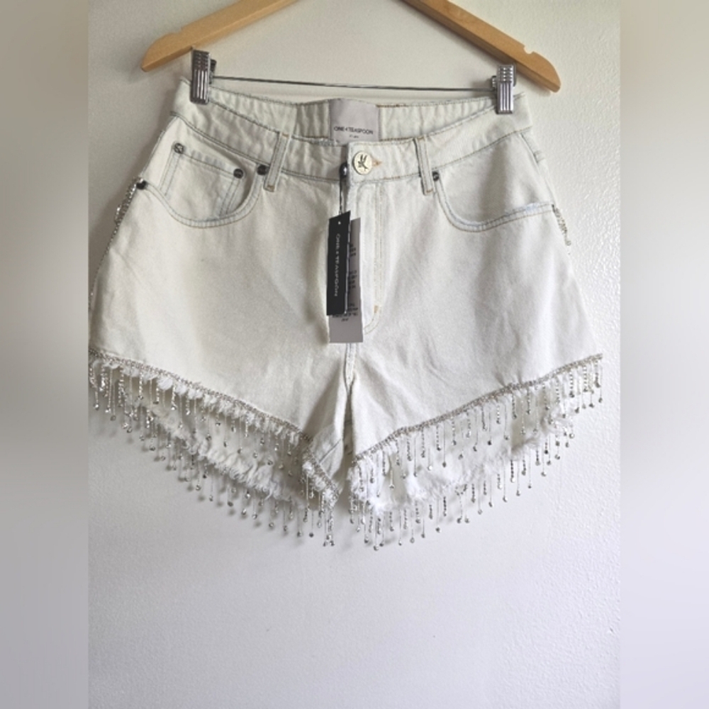 One Teaspoon, Razzle Dazzle Truckers Mid Waist Shorts,Bel Air Blue, Size 29, NWT - Picture 7 of 15